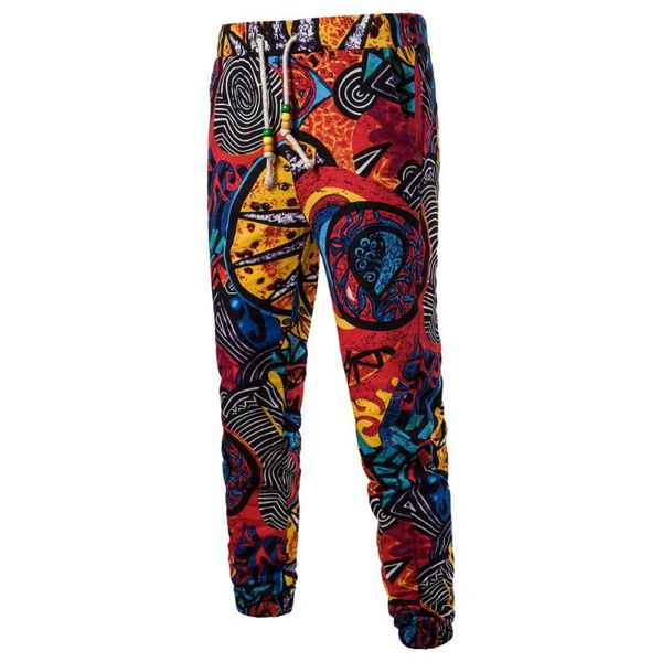 

in national customs will code printing flax leisure time pants k36, White;black