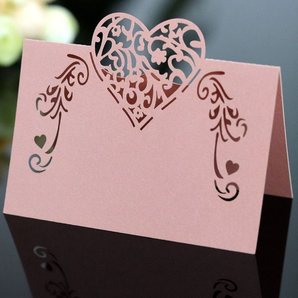 

50pcs laser cut heart shape place cards wedding name cards for wedding party table decoration wedding decor