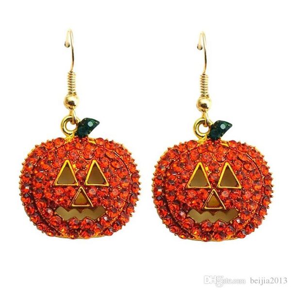 

new gold full crystal rhinestone pumpkin drop dangle earrings halloween christmas earrings cute plant jewelry wholesale gift accessories, Silver