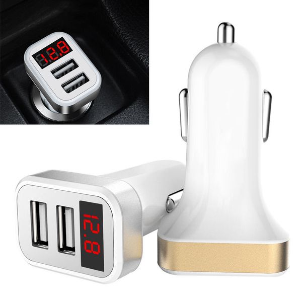 

car cigarette lighter plug power dual usb power adapter with display screen