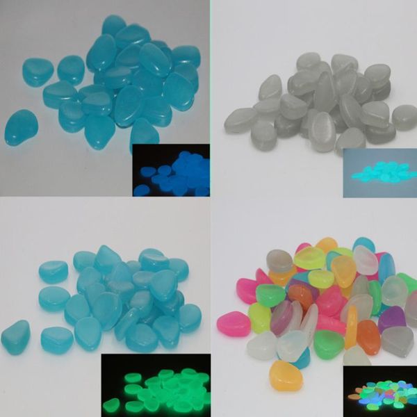

100pcs glow pebbles home fish tank garden decoration luminous glowing stone, Slivery;white