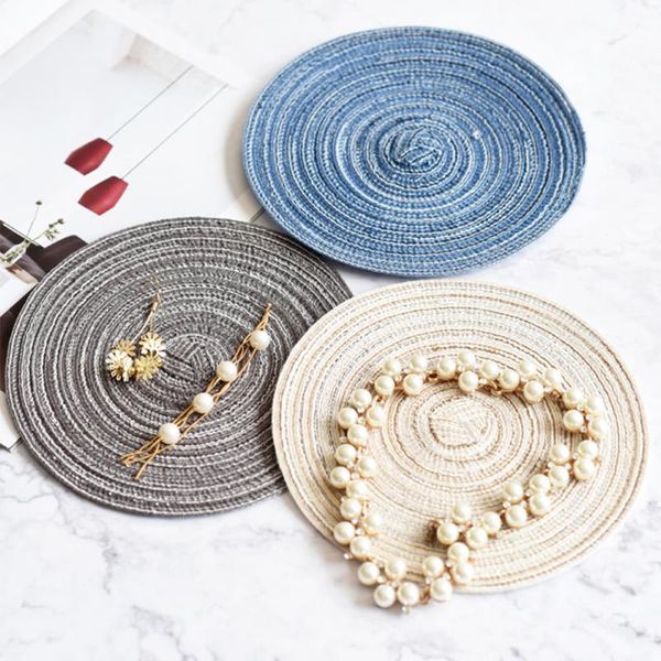 

2 pcs kitchen placemat for dining table mat decor cotton linen heat insulation not coasters silicone mats