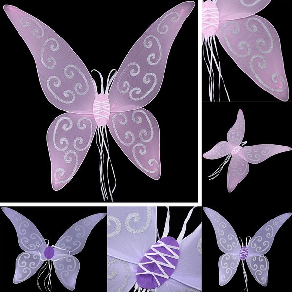 

pack of 2 girls' glitter butterfly fairy wing angel elf princess fancy dress costume, Blue