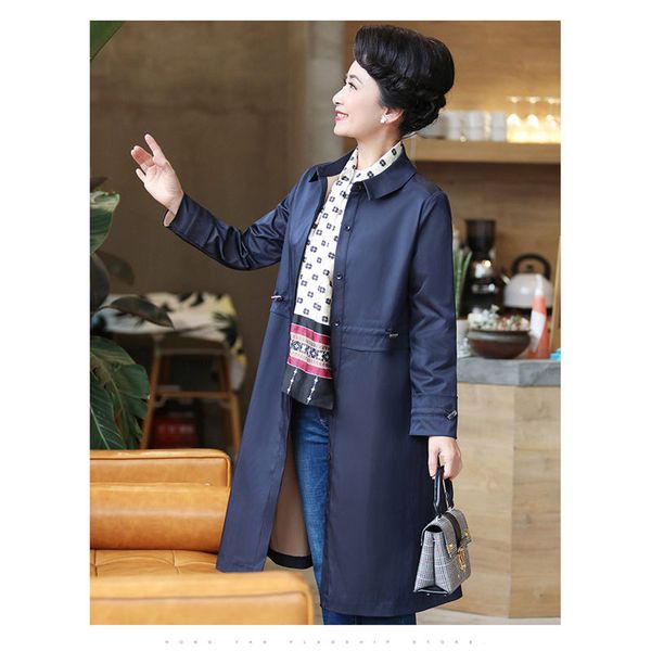 

middle-aged mother autumn trench coat long-sleeved large size outerwear women's fashion long casual slim casaco feminino f1430, Tan;black