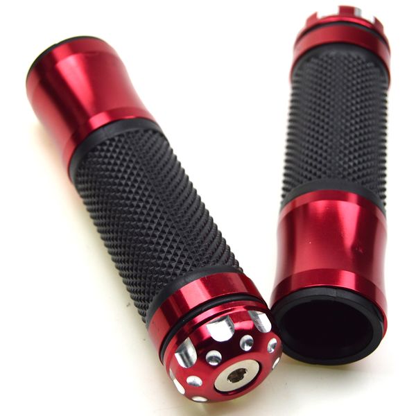 

red 1 pair universal aluminum -slip rubber motorcycle handlebars 7/8'' handle bar hand grips for motorbike scooter