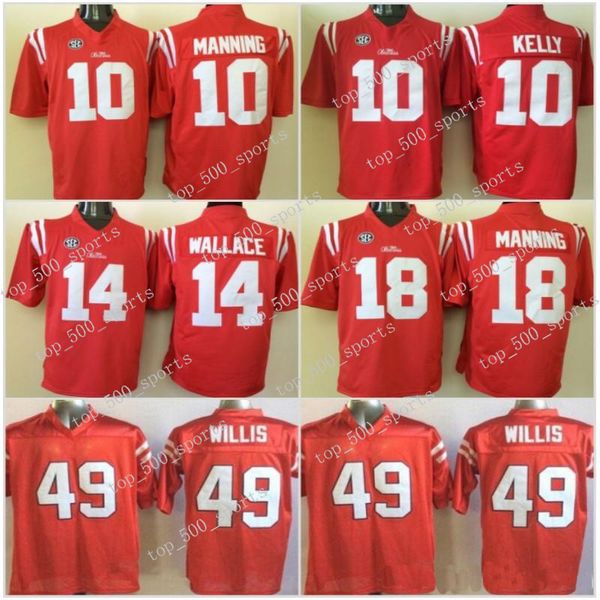 

stitched ncaa custom ole miss rebels college barry sanders eli manning 10 chad kelly 10 patrick willis 49 bo wallace 14 football jersey, Black