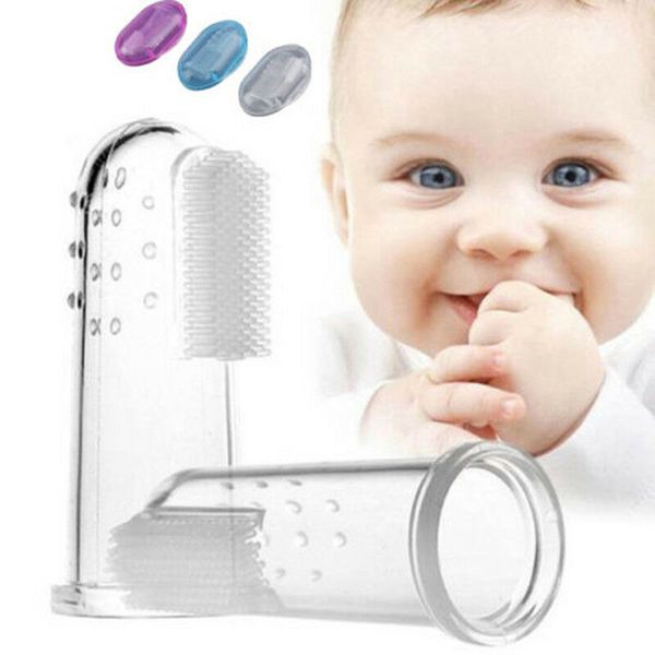 

3 colors baby finger toothbrushes infant silicone teeth gum tongue teether cleaner
