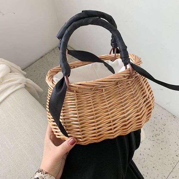 

jiulin summer 2019 new ladies japan and south korea holiday straw handbag rattan woven bag joker vegetable basket hand woven bag