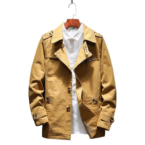 

fashion men trench jacket spring autumn long casual coat mens single-breasted thin windbreaker new male outerwear brand clothing, Tan;black