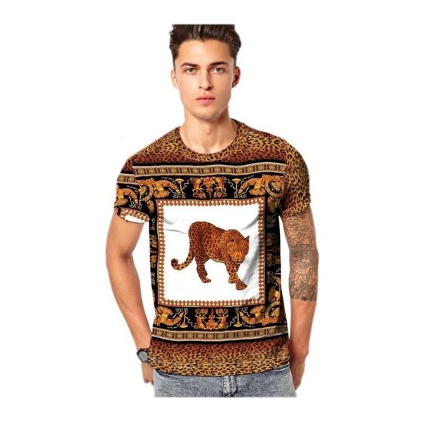 

2019 лето с коротким рукавом leopard цифровой печати тенниска men европейской версия суд streetwear шея camiseta masculina, White;black