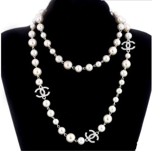 

new women fashion necklace natural pearl necklace sweater multilayer diamond necklace import crystal brooch bridal jewelry jewelry