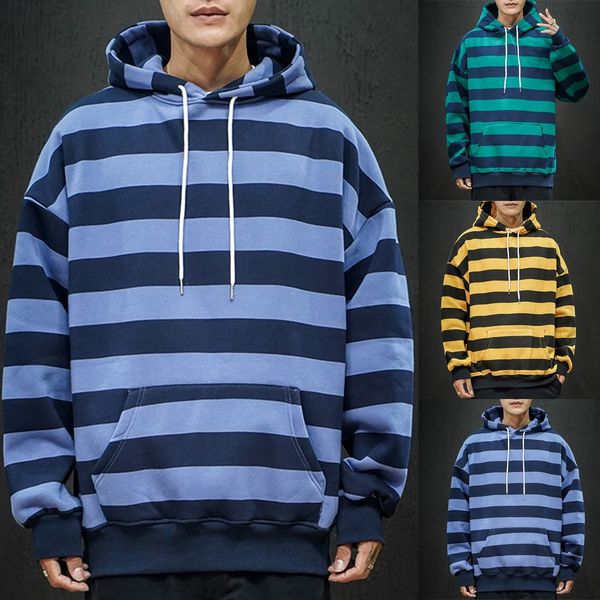 

2019 осень зима новый sweatershirt толстовка мужчины свободные с длинным рукавом полосатый пуловер толстовка мужчины повседневная хип-хоп ул, Black