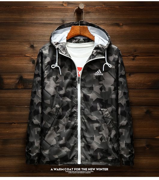 

mens brand jackets 2019 clothes fashion camouflage windbreaker casual sports loose zipper jogging night running thin sportswear, Black;brown