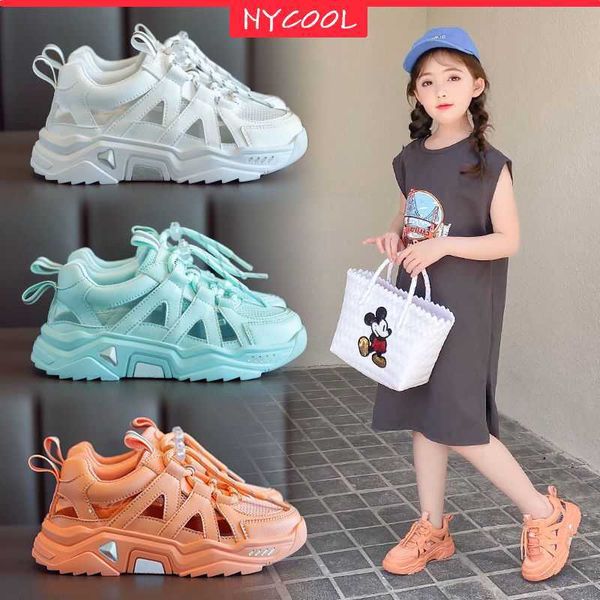 

nycool hollow out white kids sneakers girls running shoes boy sport shoes outdoor mesh summer toddler children