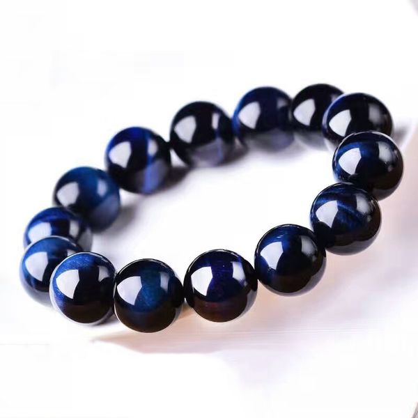 

joursneige natural blue tiger eye stone bracelet 6-12mm beads crystal bracelet for men women lucky blue tiger eye's, Black