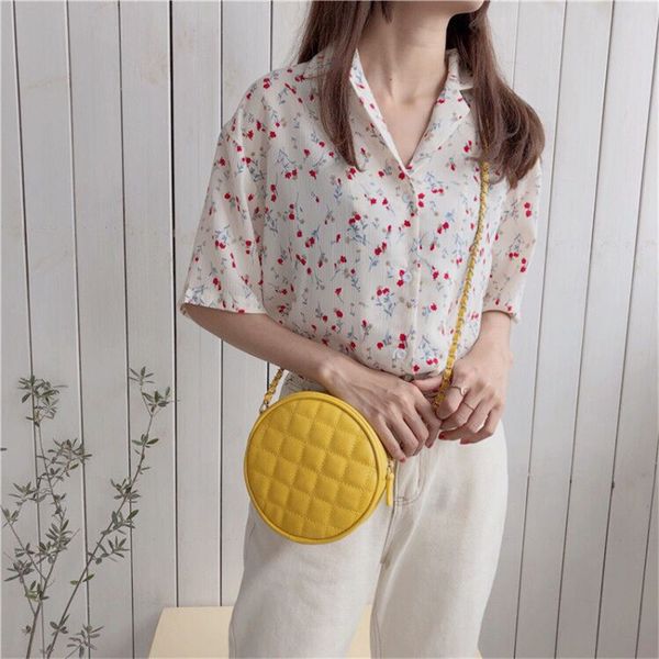 

2020 new shoulder bag women's casual fashion korean chain lingge cute ladies round small round bag