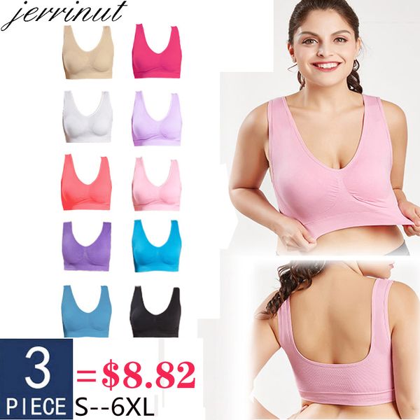 

jerrinut 3pcs bras for women push up bralette plus size bra sports sleep active seamless bra cotton comfortable 5xl 6xl bh, Red;black