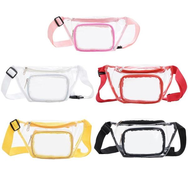 

clear pvc waist bags women girls zipper phone pouch chest belt fanny packs