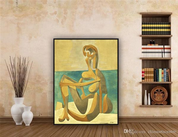 

va. famous artist pablo picasso abstract woman on the beach handpainted oil painting on canvas wall art home decor p130