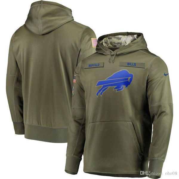 

new mens buffalo bills sweatshirt olive salute to service sideline therma performance pullover hoodie, Blue;black
