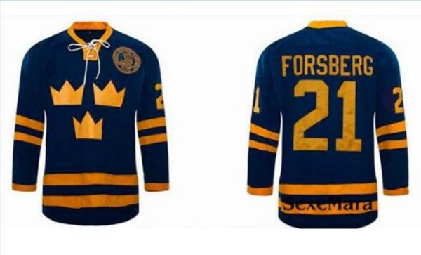 

custom men youth women vintage #21 peter forsberg jersey team sweden hockey jersey size s-5xl or custom any name or number, Black