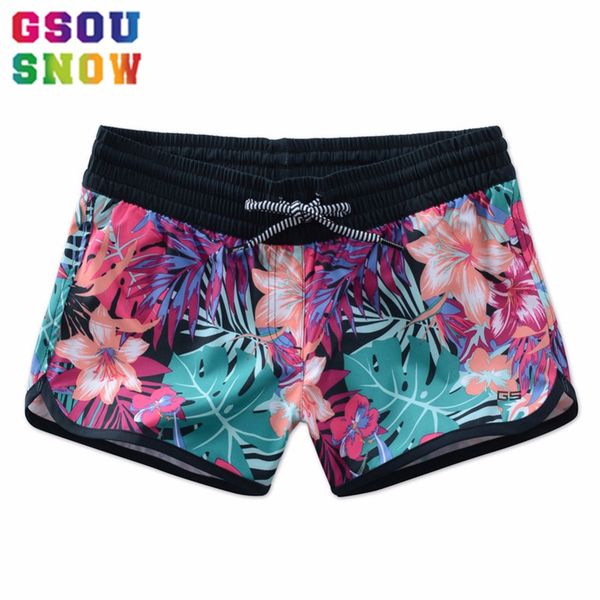 

gsou snow beach board shorts women surf swimwear bikini colorful printed boardhorts swimming diving surfing shorts swim bermuda