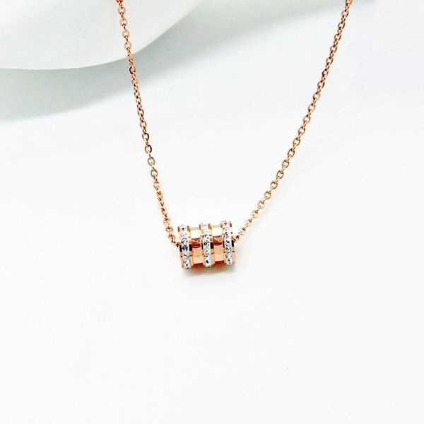 

2020 тонкой талией особенности: розовое золото титана стали ожерелье женщина алмаз простой темперамент колье кулон аксессуары, Silver