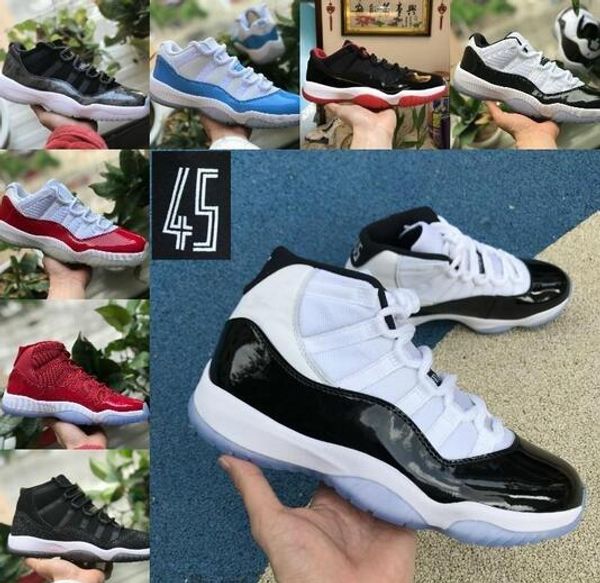 

2019 new 11 navy blue pink snakeskin basketball shoes bred concord georgetown space jam gg 11s chaussures de basket with box