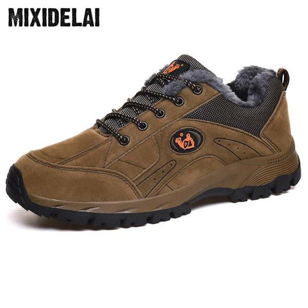 

mixidelai brand winter shoes men big size 38-48 super warm men's boots sneakers ankle warm plush snow boots for man footwear, Black