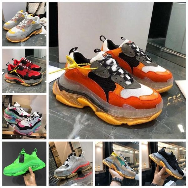 

crystal bottom triple-s leisure shoes luxury dad shoes platform triple s sneakers for men women vintage kanye old grandpa trainer 36-45, Black