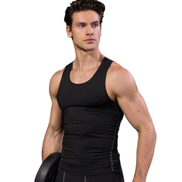 

running jerseys summer tank quick dry fitness athletic men's vest gym slim fit compression sports white vests, Black;blue