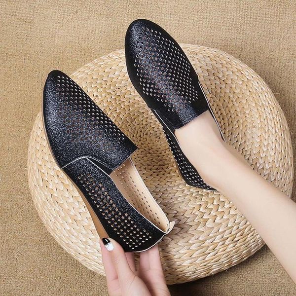 

выдалбливают свободного покроя обувь женщины ленивый обувь нескользящая плоский заостренный носок четыре сезона квартиры один обувь женщина, Black