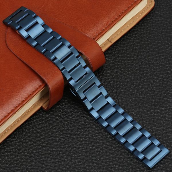

18/20/22/24mm solid link stainless steel watch band wrist strap replacement bracelet straight ends spring bars butterfly buckle, Black;brown