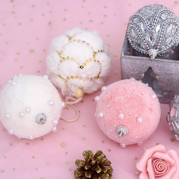 Adornos Navidad 2019 Natal Pink Styrofoam Balls White Christmas