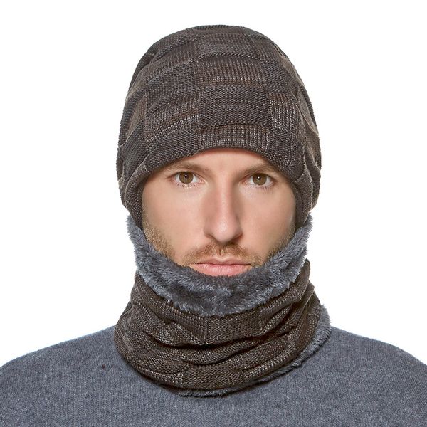 

maxi dhl shipping plain wool blending knit hat and scarf set fashion warm headgear joker casual cap muffetee for men bicycling in winter, Blue;gray