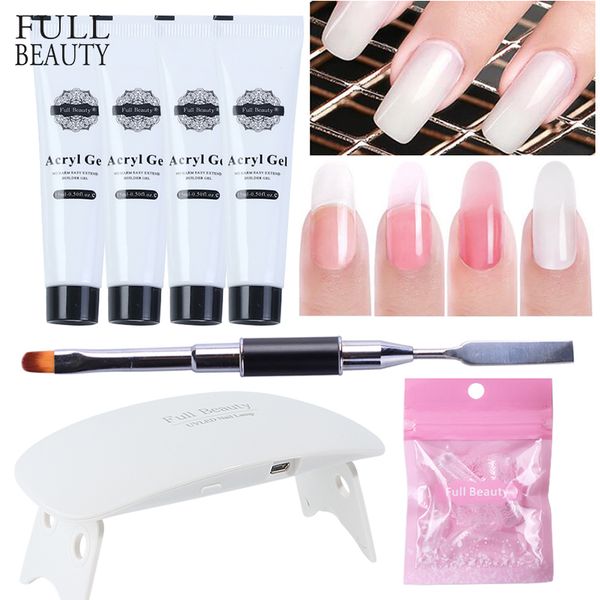 

nail extension kits 9w uv led lamp dryer gel brush soak off no pain acrylic crystal gel nail art builder manicure mold ch1029-1