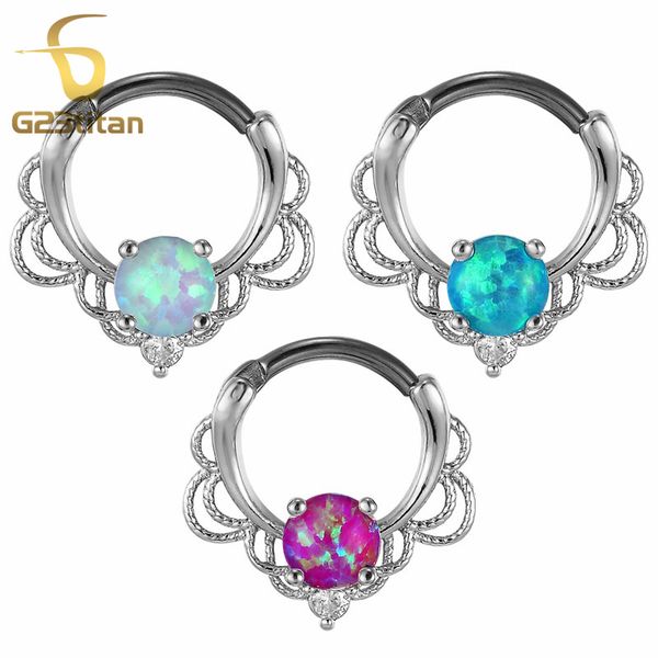 

g23titan opal rings septum trick for the nose ear septum piercing jewelry g23 titanium pole zircon plated rhodium, Slivery;golden