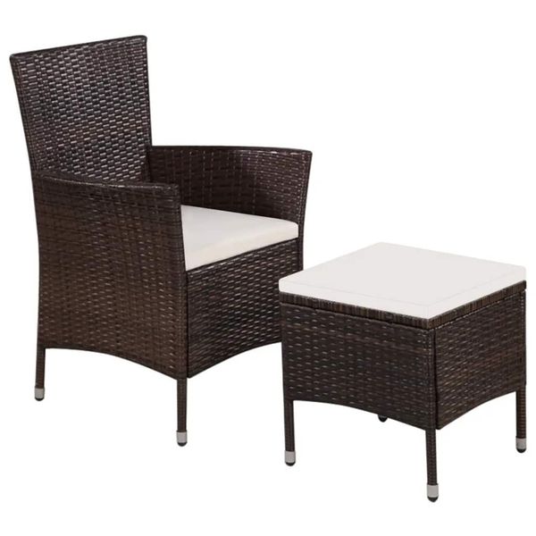

garden chair and stool with upholstery poly rattan brown garden sets