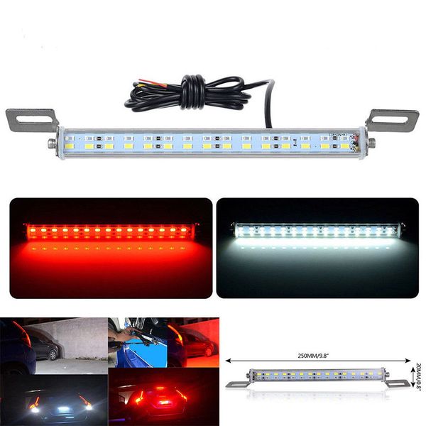 

30 led car license plate backup reverse brake rear light lamp bar red+white waterproof white and red