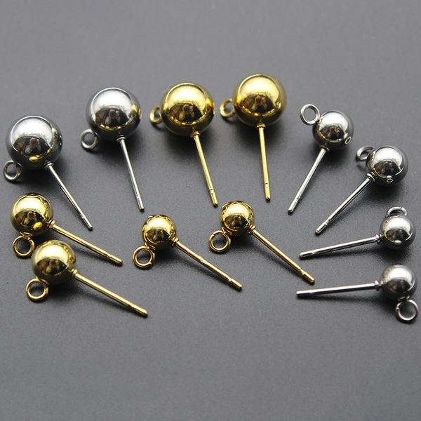 

20pcs 3 4 5 6 8 mm 316l stainless steel ball beads head stud earring pins diy nails ear stud for jewelry making finding, Blue;slivery