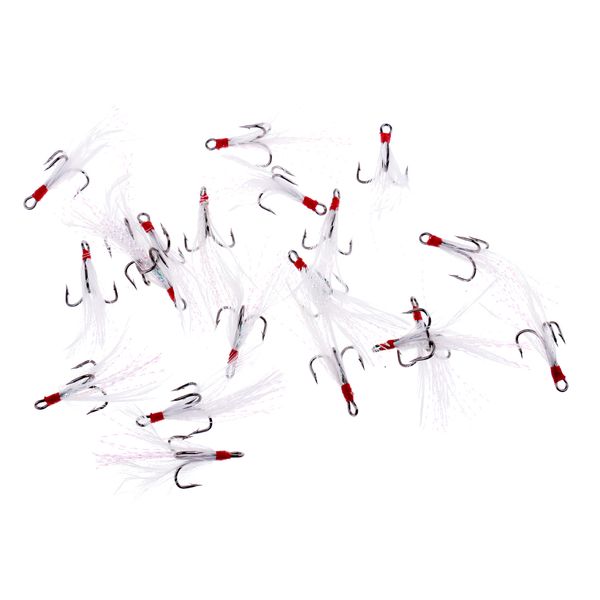 

20pcs fishing treble hooks with beard lure bait hook making replacement