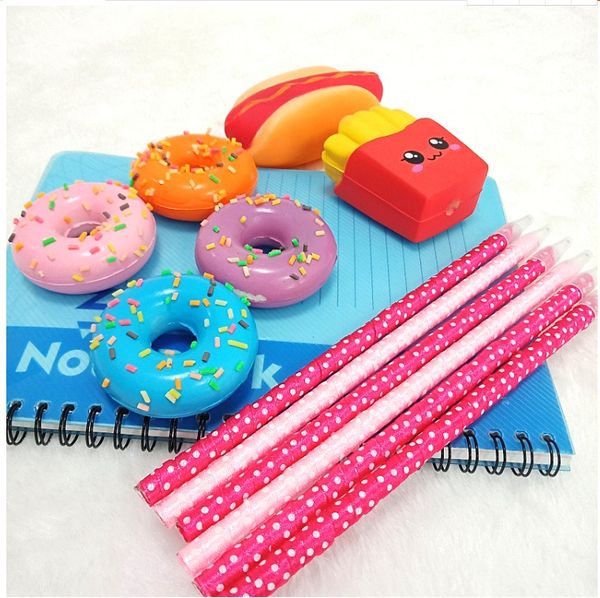 

squishy donut fries dot mermaid bread ball pen cap stationery pencil holder ers slow rising students gift toy for kids