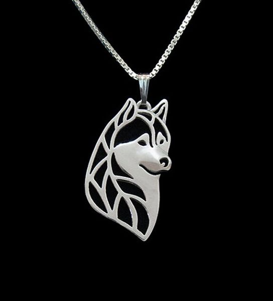 

g.sky siberian husky head necklace dog pendant jewelry silver/gold colors plated
