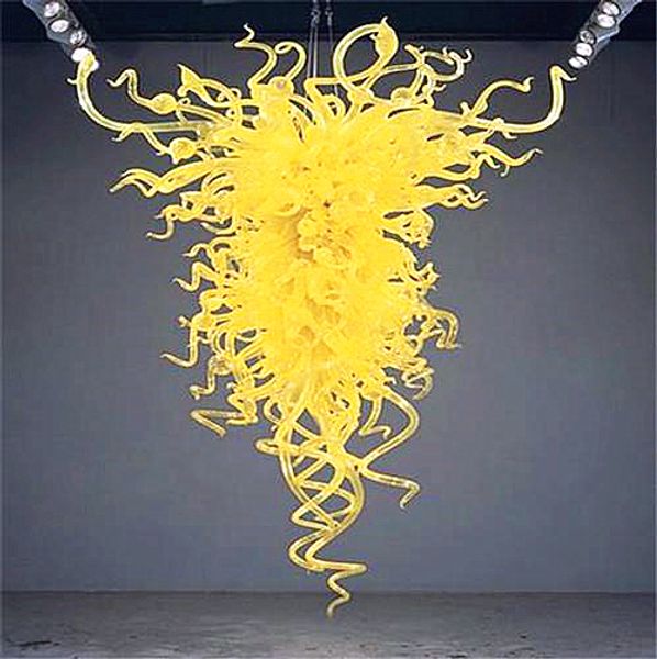 Certificato CE/UL Lampadario lampadario di Murano giallo grazioso Illuminazione a soffitto in vetro in stile cinese Cristalli sospesi per lampadari