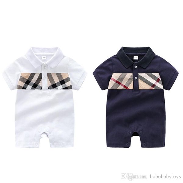 Roupa de meninas Roupas de manga curta Vímula xadrez 100% algodão Infantil Roupas infantis 0-24 meses Meninas de meninos B0