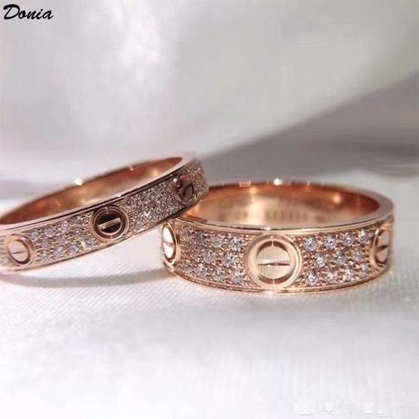 

donia jewelry love ring fashion suit full of zircon titanium steel rings european and american creative rings men and women hand gifts, Silver
