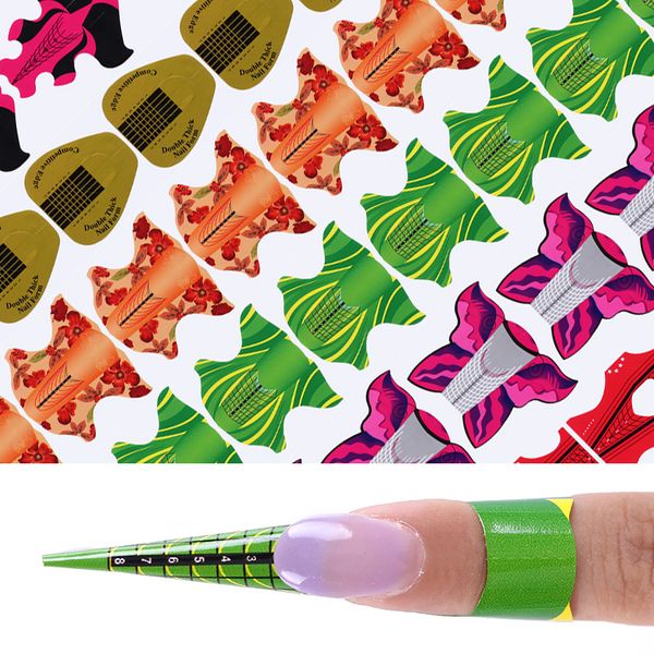 

100 pcs flower oval square shape adhesive nail form for uv gel nail tips extension art diy design decoration tool, Black