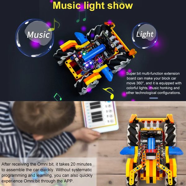

program intelligent robot building block kit mecanum wheel robot car with micro:bit board for micro: bit (no micro:bit board