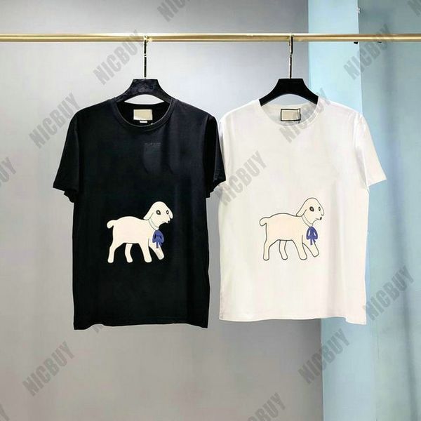

summer designer brand clothing mens tshirt fashion lamb letter print t shirt short sleeve casual cotton tee t-shirt, White;black