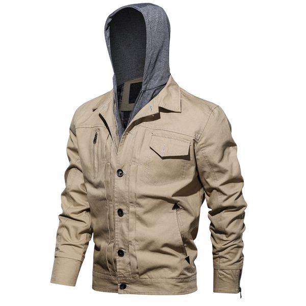 

autumn winter mens tactical jackets casual cotton hooded solid bomber jacket coat hombre size m-3xl jaqueta masculino, Black;brown